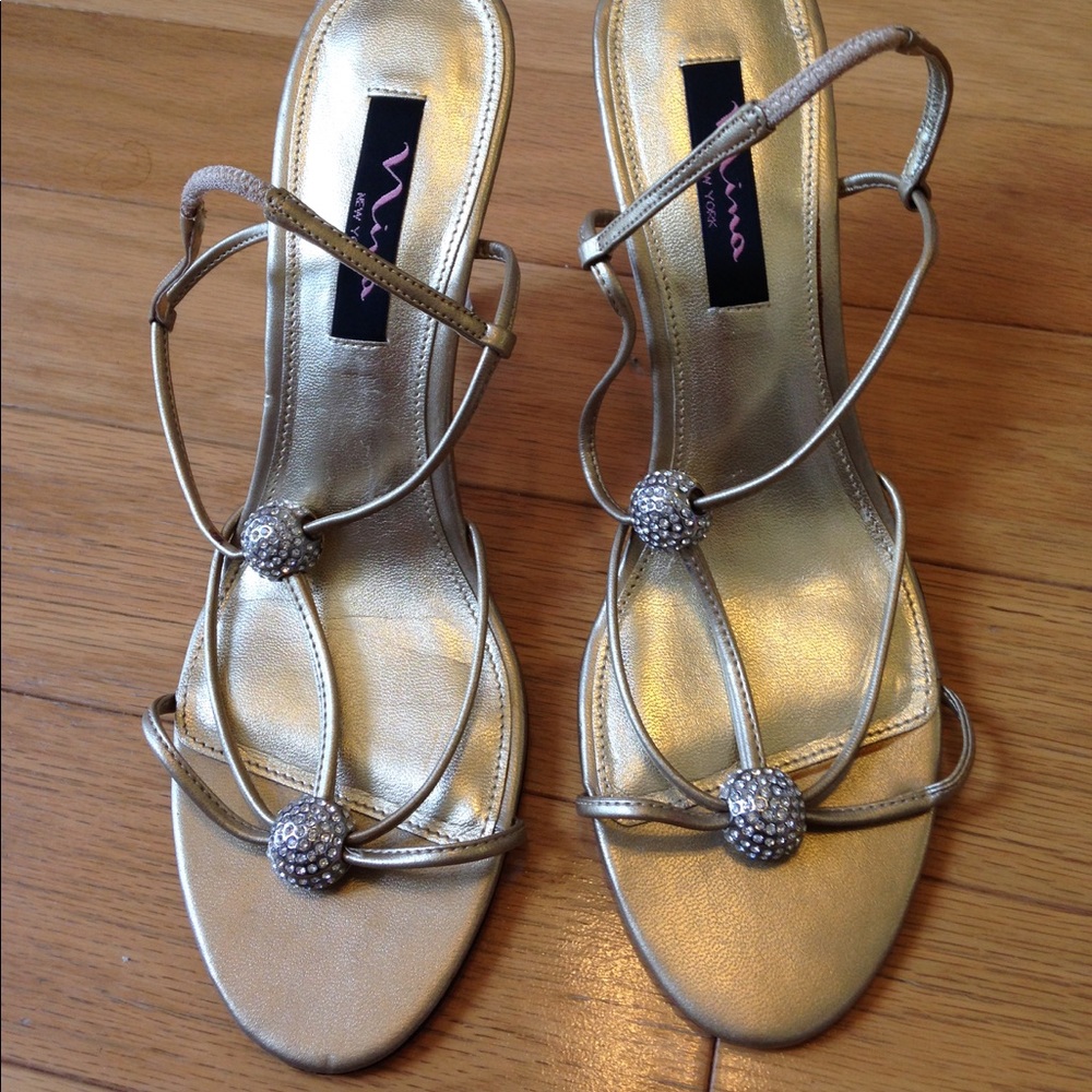 Gold heels by Nina New York